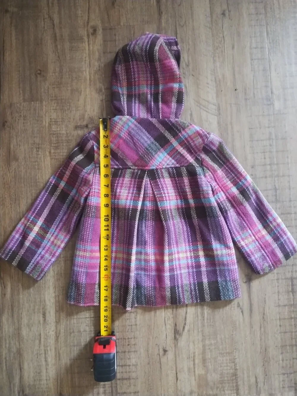 Vintage Y2K Cherokee plaid pea coat girls size 6 pink & purple